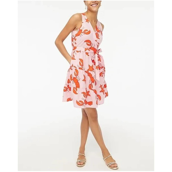 J Crew Women's Lobster Star Fish Printed Cotton Mini Dress, NWOT, Size 12 - Picture 2 of 8